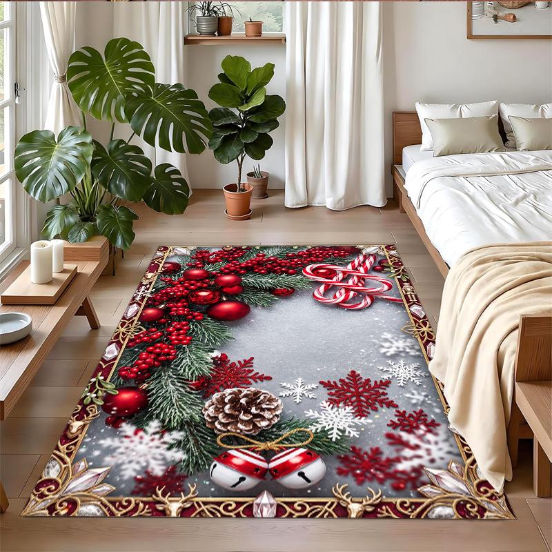 Christmas Printed Square Area Rug Soft Non Slip Floor Carpet For Bedroom Holiday Gift
