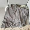 Herfst Lente Effen Eenvoudig Heren Pyjamaset Reverskraag Lange Mouwen 2 Delig Heren Pyjama Casual Zacht Oversized Loungewear