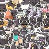 50Pcs Self-adhesive Cute Kitten Sticker Cartoon Funny Meme Sticker Stationery Sticker  Skateboard