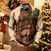 Men's Casual Quick-Dry Mesh Golf Shirt Long Sleeve Top with Christmas Print