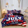 3 Pieces USA Anniversary Print Duvet Cover Set, Retro Distressed Red Star Firework Brush Stroke Patriotic Print Bedding