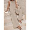  Women's Elegant Solid Color Matching Set Sleeveless Blouse And Wide Leg Pants