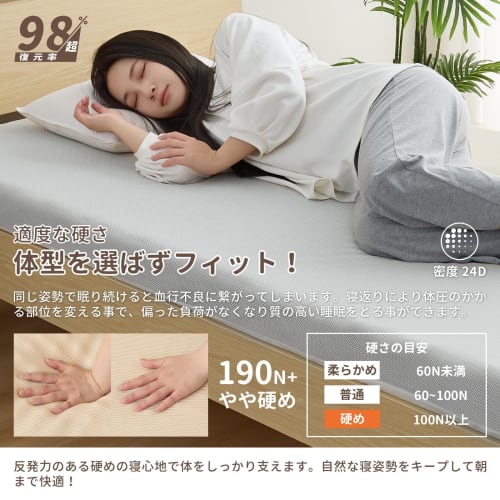 Fuwawa Semi-Double Mattress, High-Resilience, Extra Thick, 10cm Thick, Foldable Under-Futon Mattress, Pressure-Relieving, Odor-Resistant, Breathable,