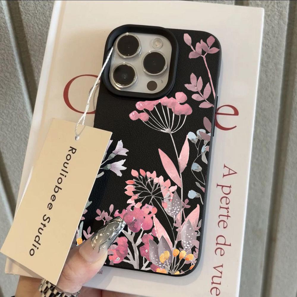 HOT Cool Flower Lavender Luxury Lichee leather pattern Phone Case For Samsung S26 S25 S24 S23 S22 S21 S20 Plus FE Ultra 4G 5G