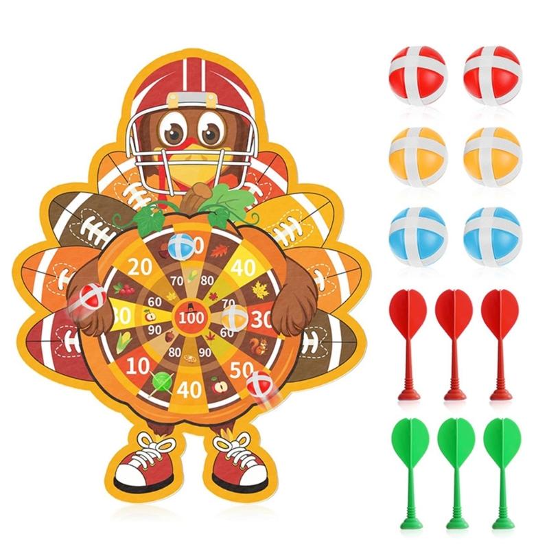 

Turkey Dartes Board with Sticky Ball and Dartes Thanksgiving Games Christmas Gift Indoor/Outdoor Party Game Toy for Kids 1