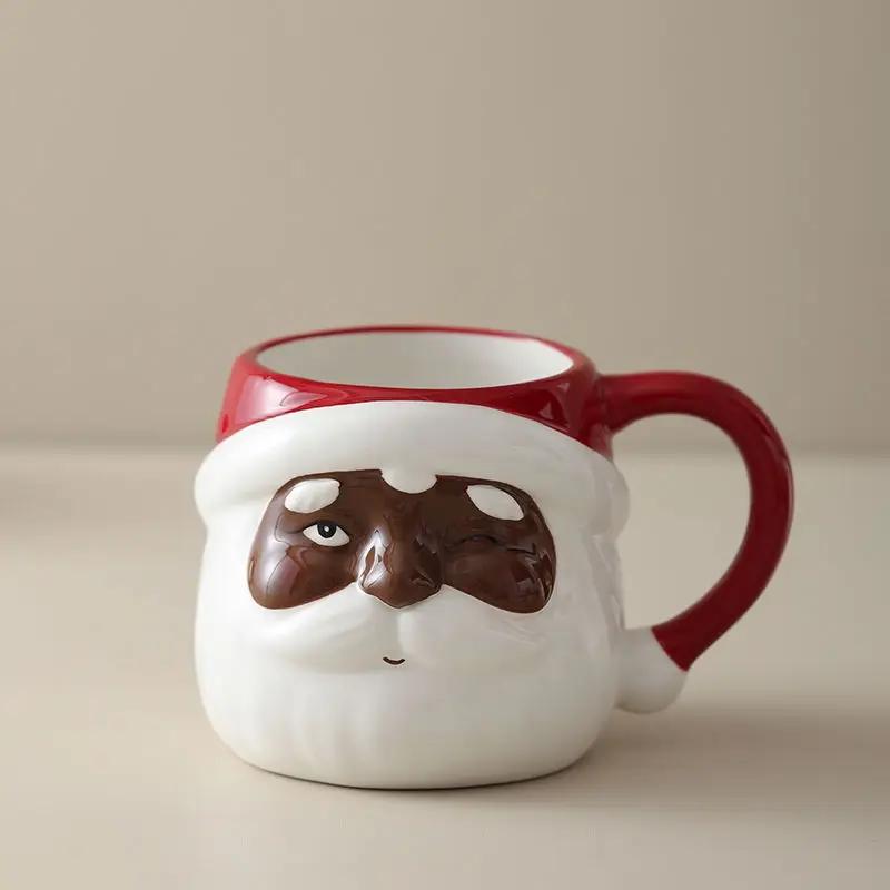 Weihnachtstasse Großes Fassungsvermögen 650ml Keramiktasse Unterglasurfarbe Weihnachtsmann Wasserbecher Snacks Dessert Untertasse