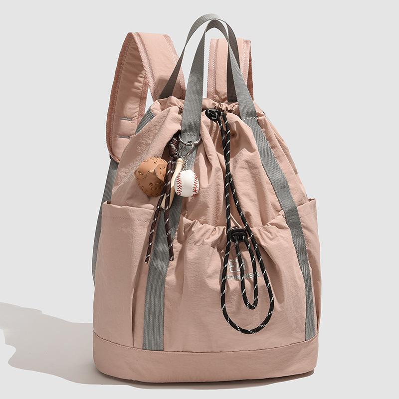 Schoolbag New Japanese Outdoor Hiking Korean Edition Fashion Drawstring Backpack Folded Nylon Leisure Backpack