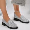 Fashion 2025 spring and autumn new large size low heel single shoes female personality sequin round head slip-on women's shoes