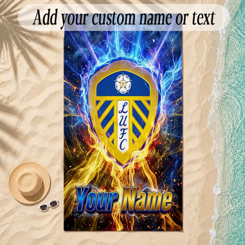 Beach TowelLeeds United Custom Name Text Personalized Soft Towel for Beach Pool Indoor Home Decor Gift