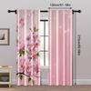 2pcs, Curtain Popular Bright pink cherry blossoms and green leaves Fabric (without rod) Decorations Clearance Ldeal for Season