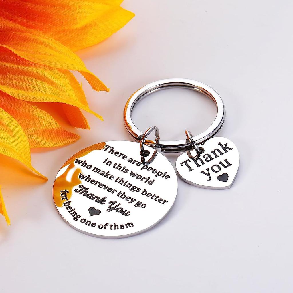 Dankjewel Roestvrij Staal Sleutelhanger Minimalistisch Creatief Ontwerp Mode Tas Hanger Praktisch Thanksgiving Cadeau