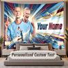 Custom Name Text Tapestry Erling Haaland Personalized Polyester Wall Tapestry For Bedroom And Room