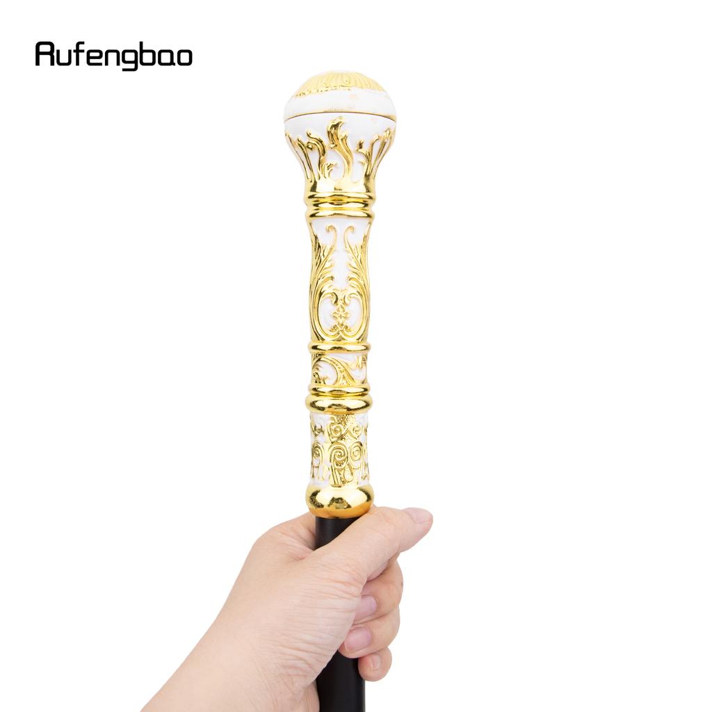 Goldener Weißer Luxus Runder Griff Mode Stock für Party Dekorative Gehhilfe Eleganter Krummstab Knauf Gehstock 93cm
