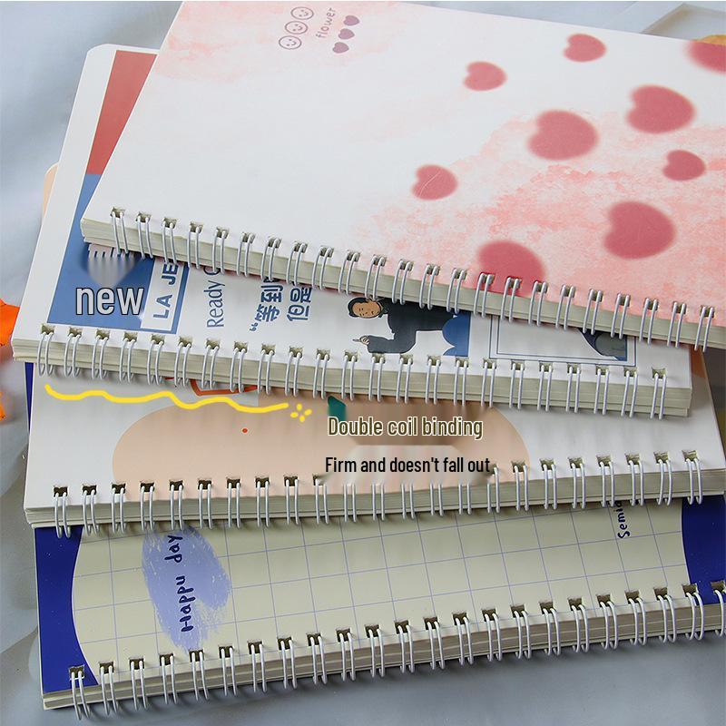 A5 Floral Spiral Notebook: Girlish Heart Study Stationery, Loose-Leaf Student Journal