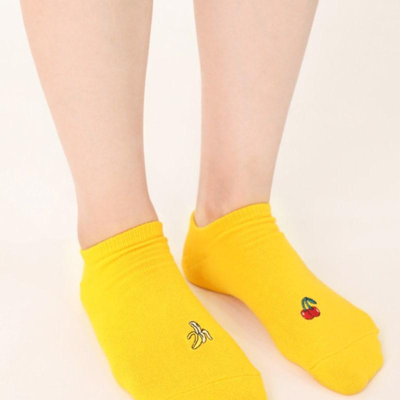 SNOOZY Cherry Embroidered Ankle Socks