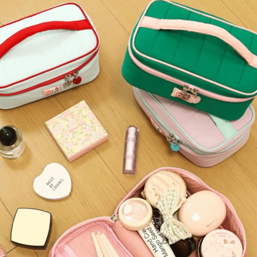 Macaron Color Fresh Makeup Bags Handbag Toiletries Bag Contrast Color Cosmetic Bag  Student
