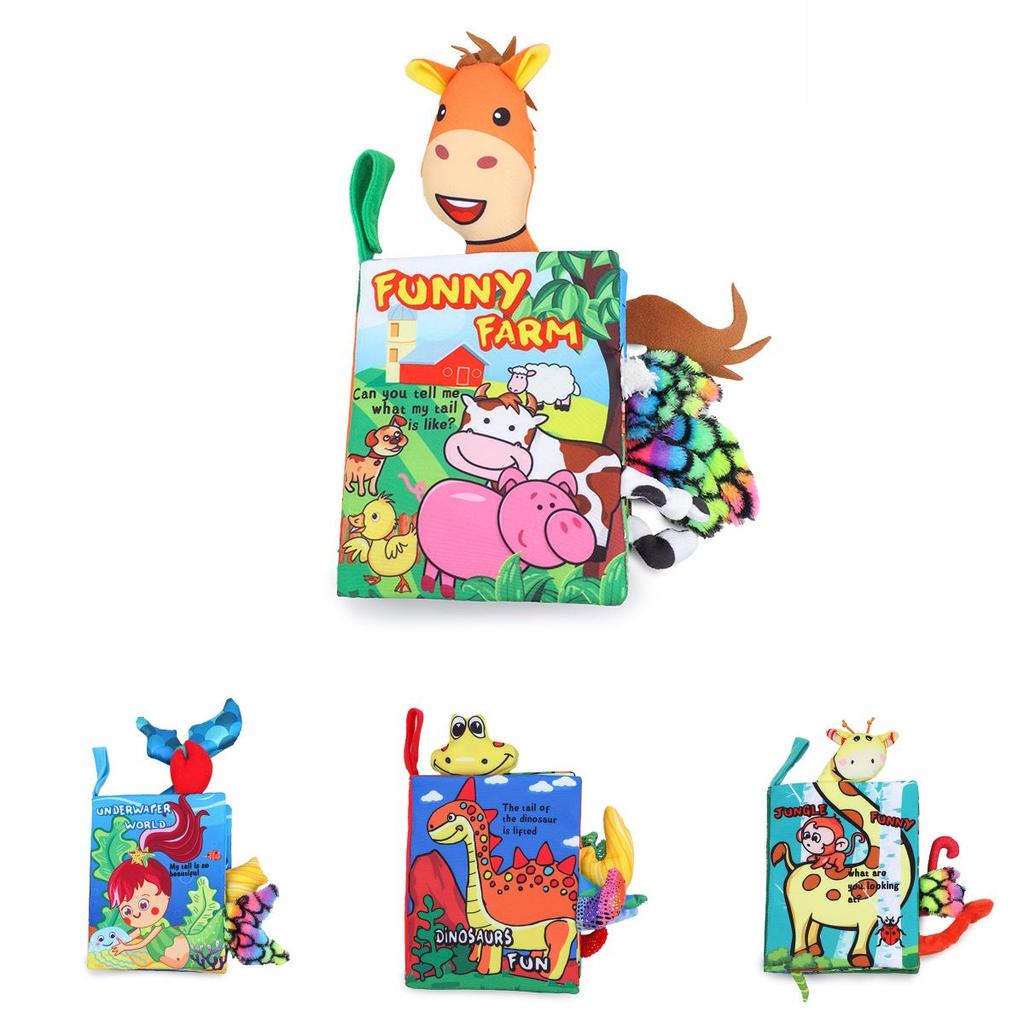 Bbsky Baby Tail Cloth Book 3d Tail Animal Cloth Book Tearable Cloth Book 0-1 Year Old Early Education Toy Book