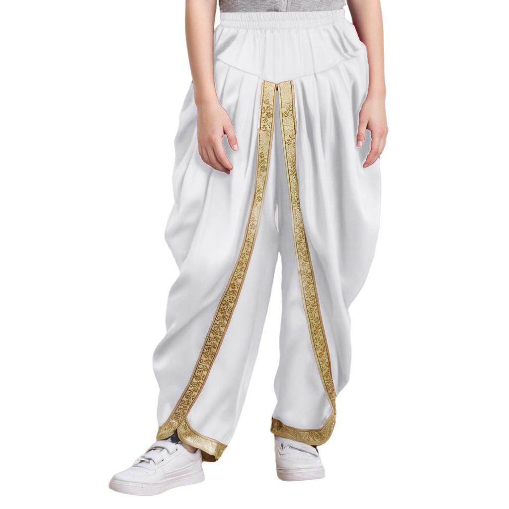 Kids Boys Halloween Dhoti Pants: Satin Indian Style Trousers with Elastic Waist, Draped Baggy Fit for Theme Party & Ball