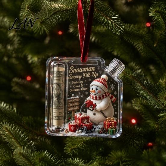 Christmas Money Holder Cash Gift Ornament, Acrylic for Cash, Holiday Funny Xmas Tree Hanging Decoration, Gifts Party Favors Reusable Ornament