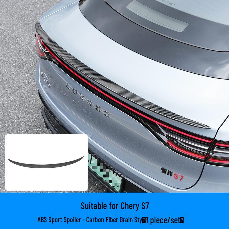 Punch-Free Rear Spoiler for Chery S7 Sports: Trunk Wing, High-End Carbon Fiber Texture.