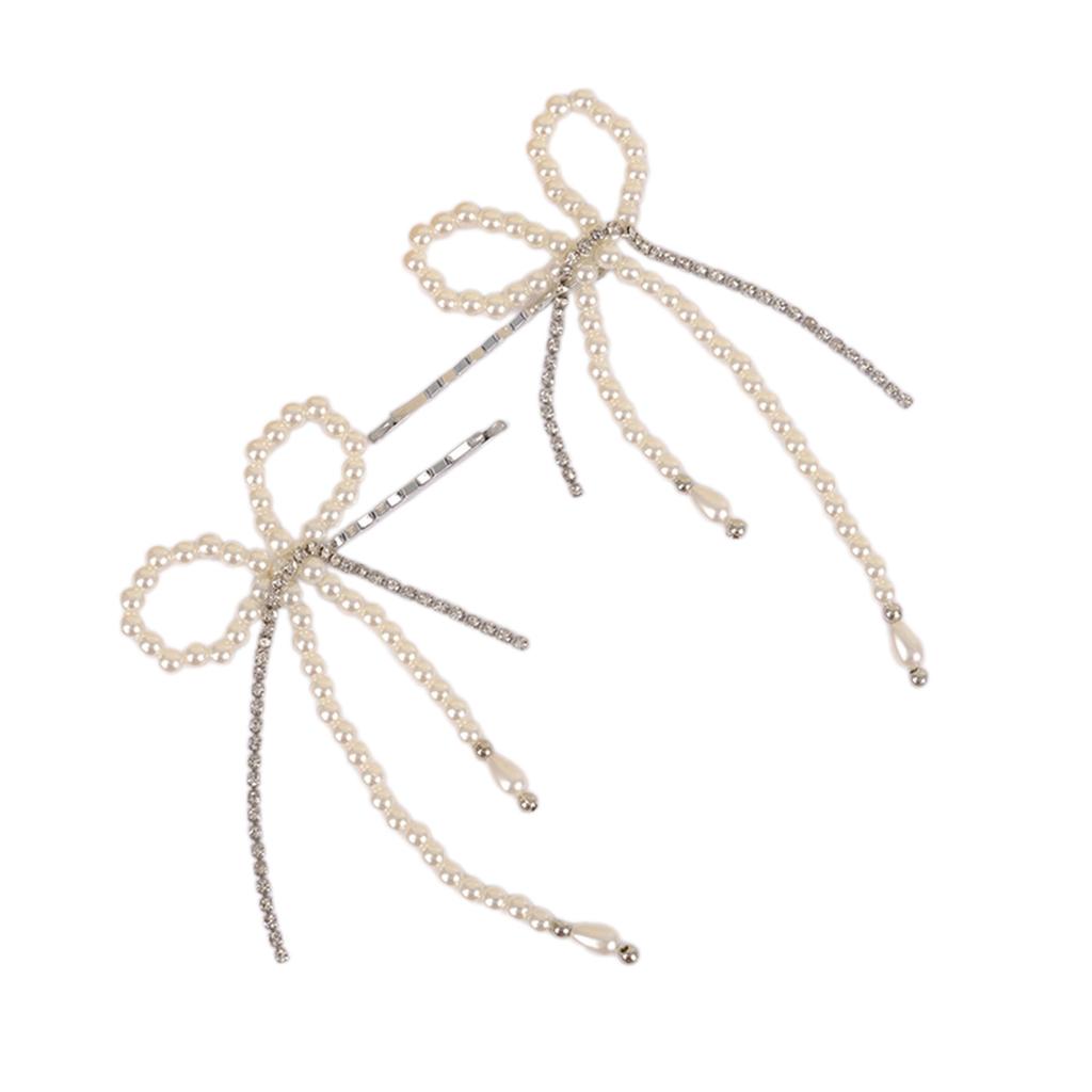 Imitation Pearls Bowknot Hairpin Stylish Butterfly Bow Barrettes Delicate Hair Accessories for Women Hairs Decoration