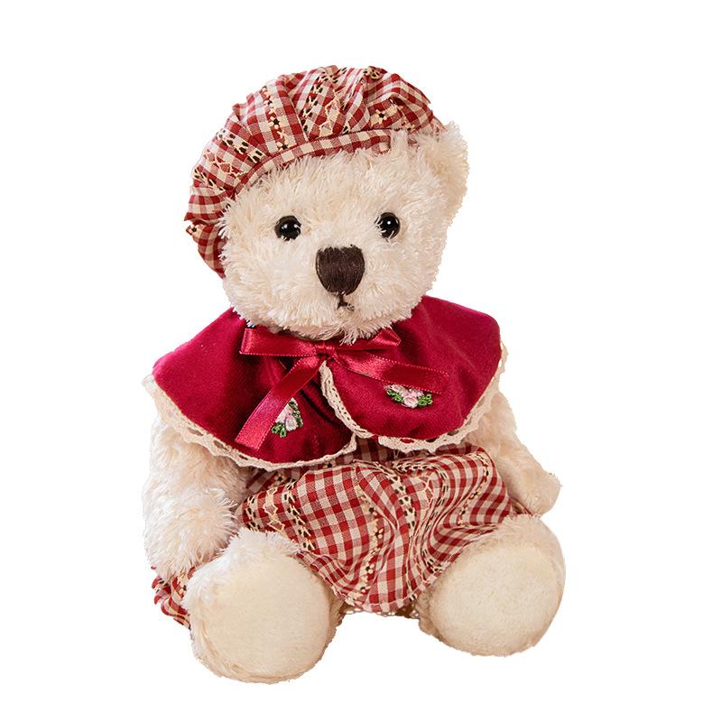 Niedlich Niedlich Angezogene Bärenpuppe Plüschtier Pastorales Blumenkleid Teddybärpuppe Puppe