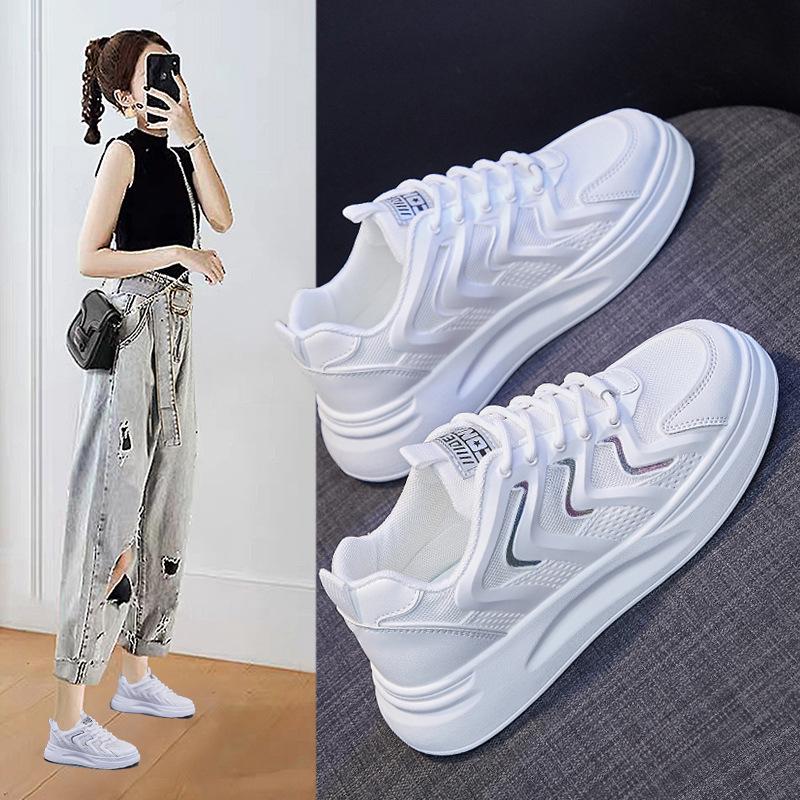 white platform running shoes