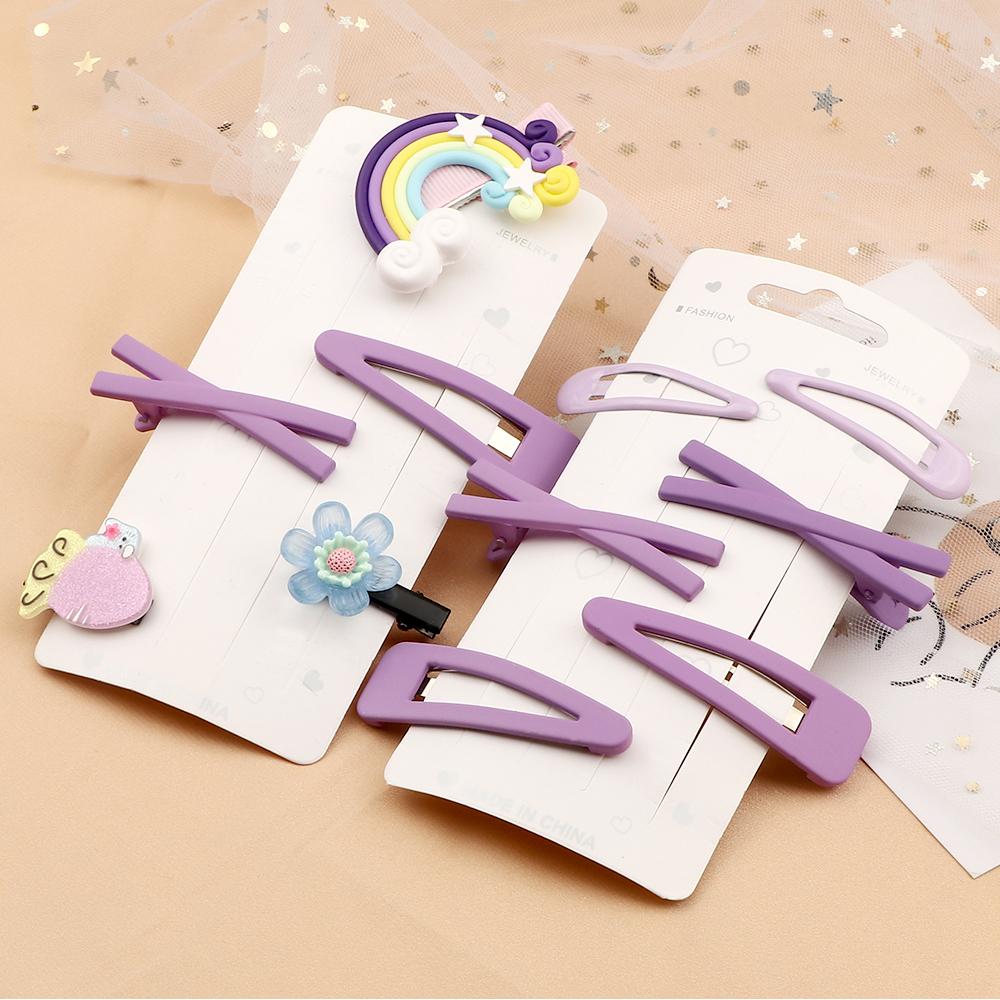 Mixed 5Pcs/Set Hair Clips Accessories Sweet Simple BB Hairpin X-shaped Hairpins 6Pcs/Sets Solid Purple Color Barrettes Headdress