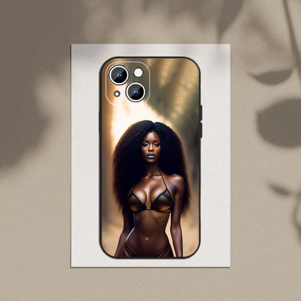 Afro Girls Art  Phone Case Phone Case For Apple iPhone 15,14,13,12,11,XS,XR,X,8,7,Pro,Max,Plus,mini Silicone Black Cover