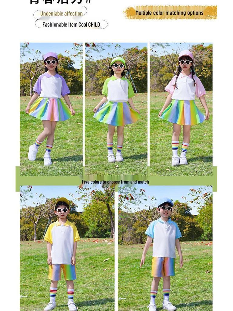 Children's Candy Color Cheerleading Outfit Set for Boys and Girls - Sports Class Uniform & Choir Clothing