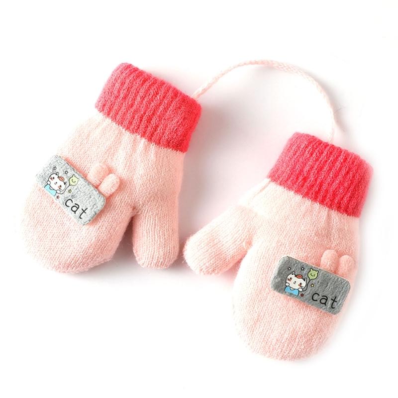 Children Gloves in Autumn and Winter Double-layer Plus Velvet Thickening Warm Cute Gloves for 0-3 Years Old Toddlers