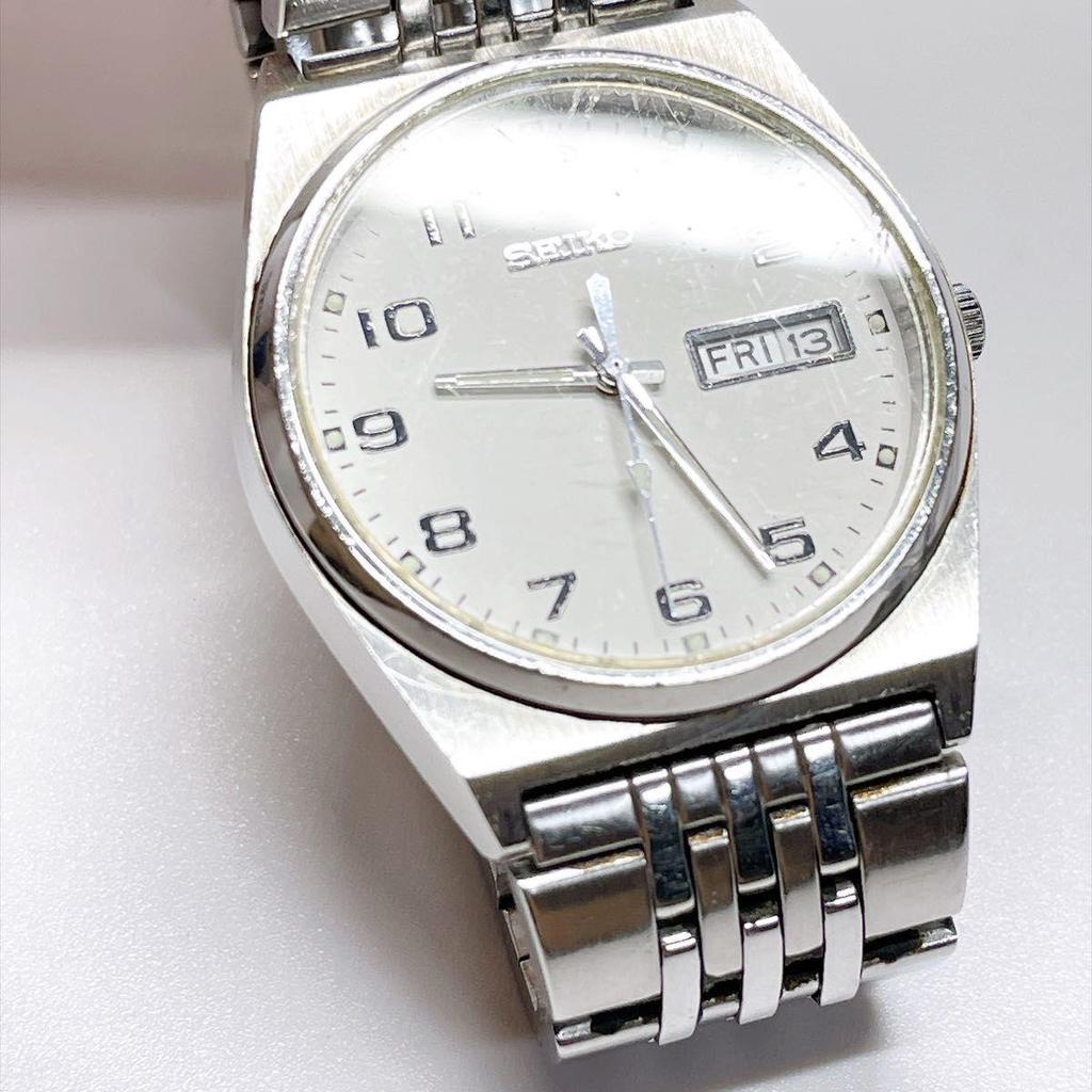 Used 457 SEIKO Men's Watch Quartz Day Date New Battery Working