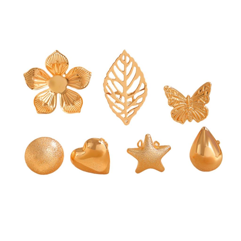 Multi Shape Non Piercing Ear Cuff Set Gold Tone Star Heart Butterfly Leaf Clip On Ear Jewelry for Women