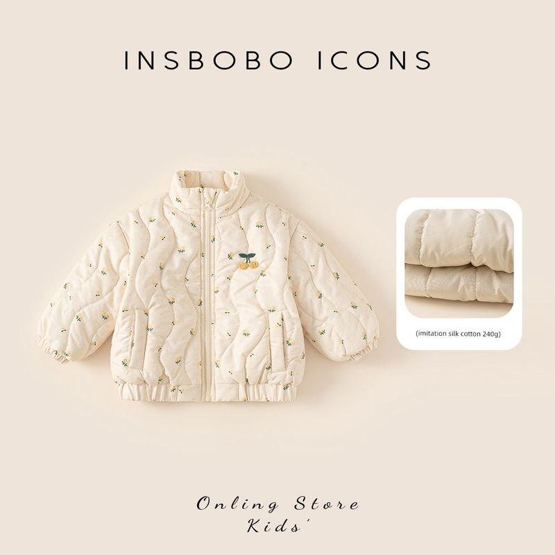 Coat, Baby Winter Clothing, Cotton-Padded Jacket, Thickened Children s Clothing, 2025 New Style, Stylish Cotton-Padded Clothing, Children s Wear Rice White 100