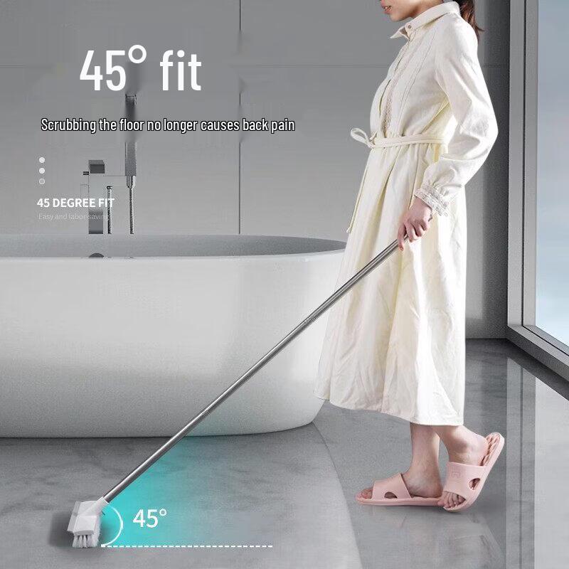 Long Handle 2-in-1 Floor Scrubber and Squeegee