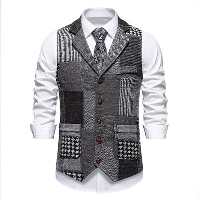 Herbst Neu Herren Retro Gespleißtes Revers Herren Anzug Passform Einreiher Weste