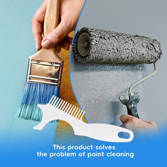 Paint Brush Roller Cleaning Tool Portable Lightweight Plastic 2-In-1 Multi-purpose