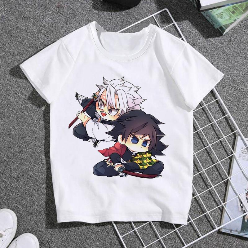 Fashion Cartoon Demon Slayer Anime Kimetsu No Yaiba Print Kids T-Shirt Summer Tees Loose Short Sleeve Women Tops Female Clothes