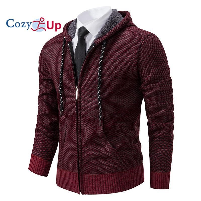 

Мужской вязаный кардиган на молнии с капюшоном Cosy Up для мужчин 2XL красный