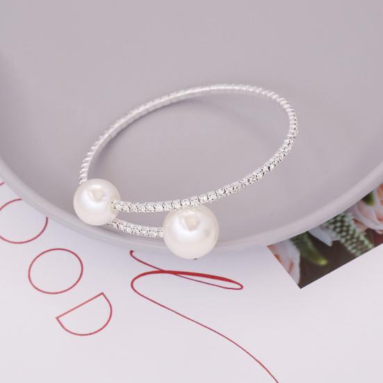 Yousheng 1 Set Women Jewelry Set Faux Pearl Polished Contrast Color Opening Rhinestone Body Decoration Adjustable Ear Stud Clavicle Necklace Jewelry