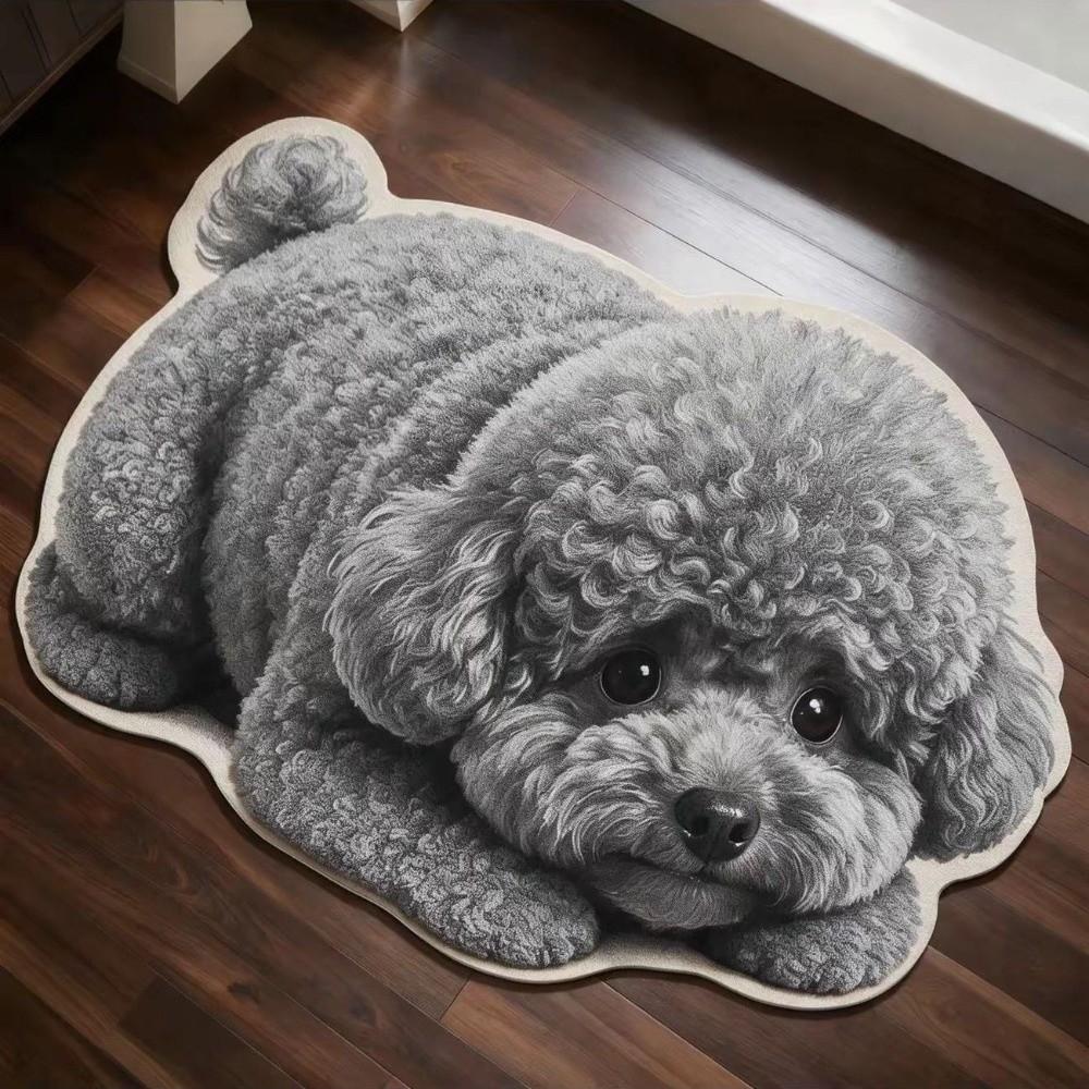 2D Home Decor Carpet Non-Slip Cartoon Carpet Cute Dog-Shaped Area Rug  Living Rooms