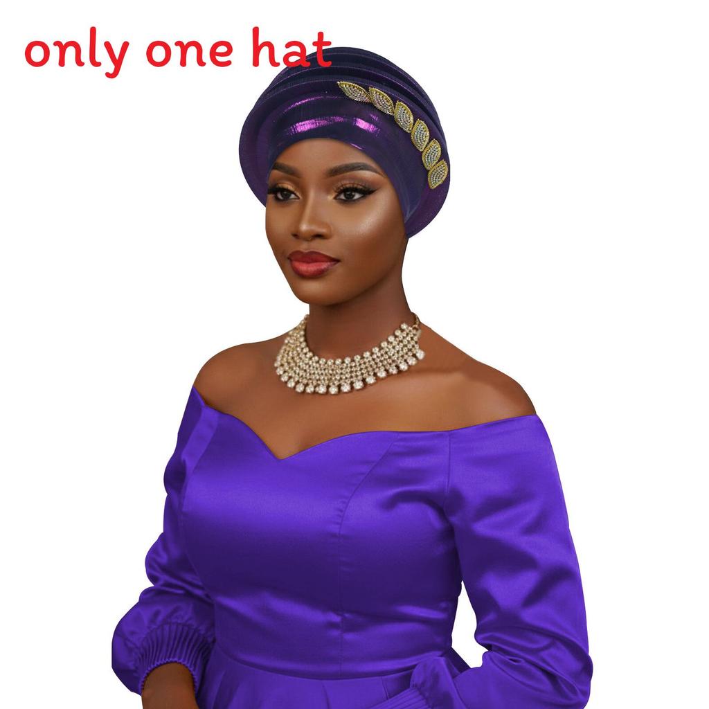 

Traditional Headwrap With Sparkling Rhinestones For Women In Summer And Winter Wear Purple