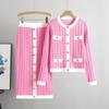 Women's Autumn and Winter High-end Dress Set Half Skirt Knitted Cardigan Two-piece Dress Set