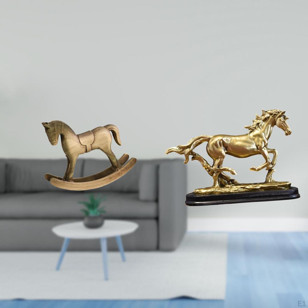 Rustic Horse Sculpture Figurine Artwork Collectible Ornament for Home Decor Desk Countertop Cabinet