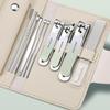 Stainless Steel Nail Clipper Set With Ultra Sharp Blades Portable Case For Home Travel Manicure Grooming
