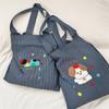 Adorable Cartoon Dog Tote Bag Fashionable Striped Double Pocket Large Capacity Commuter Bag