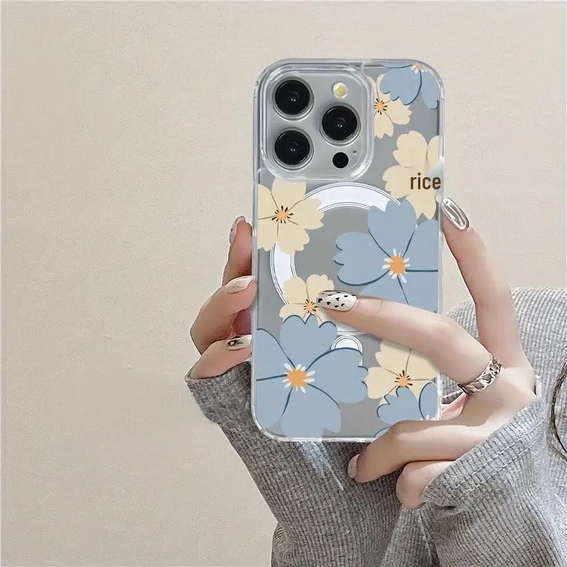 Magnetic Floral iPhone 17 Pro/6/15/13/12/11 Protective Case with Anti-Drop Design