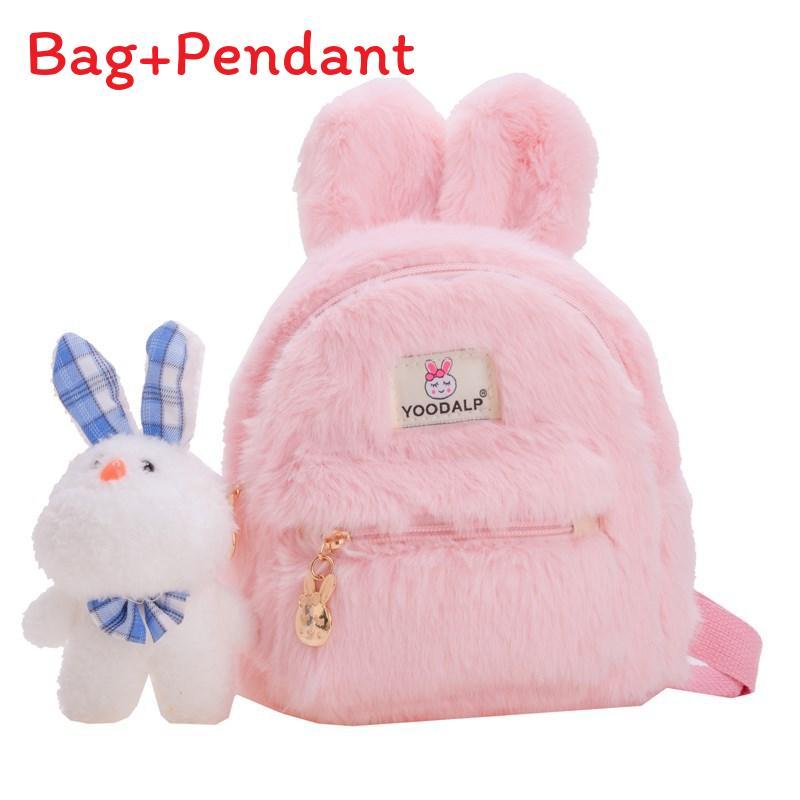 Kids Plush Bunny Ears Backpack With Breathable Lightweight Design For Kindergarten Girls