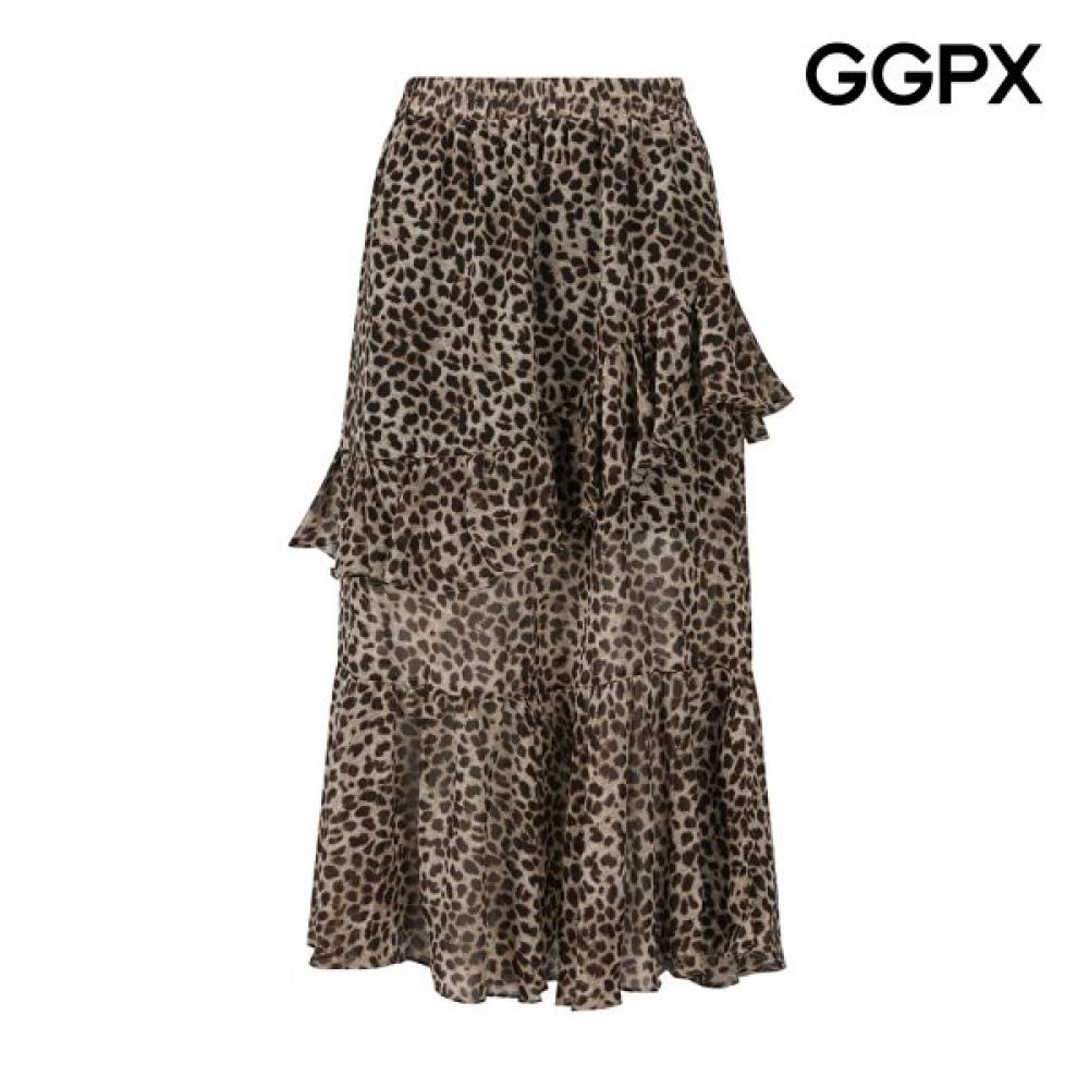 Ggpx New York Leopard Ruffled Chiffon Skirt Gq6sk021f Grey/S