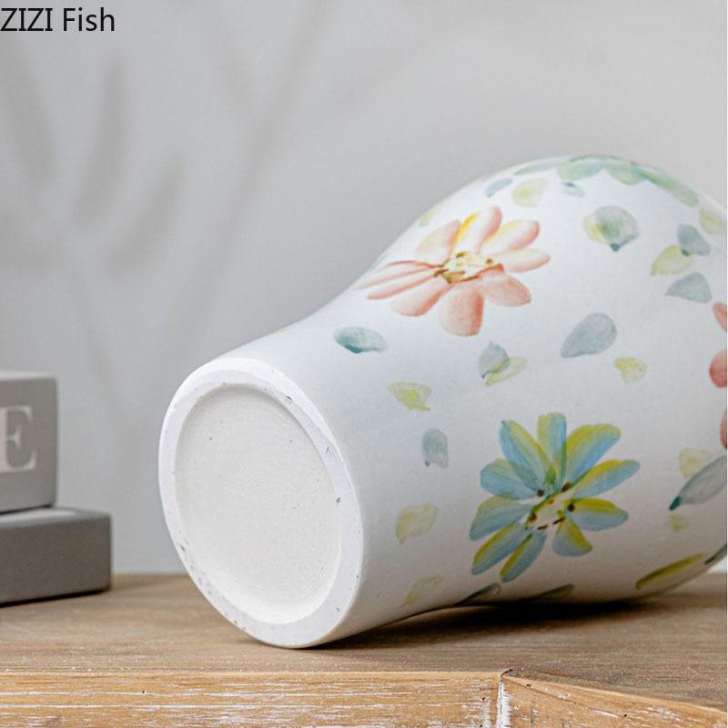 Colorful Flower Patterns Ceramic Vase Potted Plant Table Decoration Flowers Arrangement Floral Vases Room Aesthetic Decor